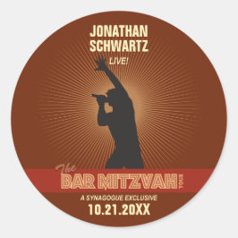 Rockstjärna Pub Mitzvah Sticker i Brown Runt Klistermärke