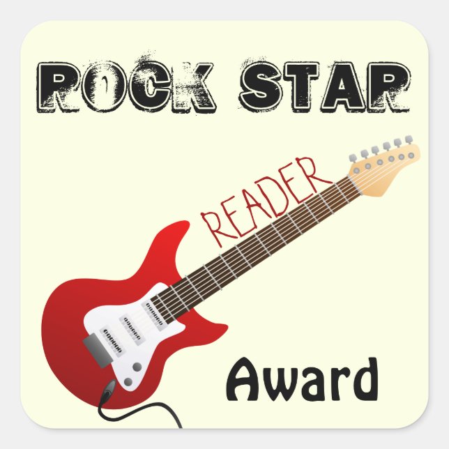 Rockstjärna Reader Award Sticker Fyrkantigt Klistermärke (Framsida)