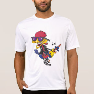 Rockstjärna Roadrunner Fågel som Spelar Gitarr T Shirt