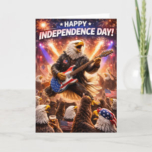 Rockstjärna skallig örn glad självständighetsdag g kort