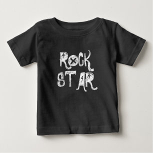 Rockstjärna svart vit dödskalle text rockare metal t shirt