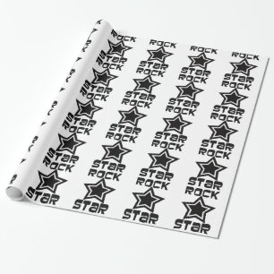 Rockstjärna-, svart- & vitstjärnor, gåvaomslag presentpapper