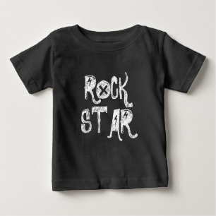 rockstjärna svartvit skalletext rocker metall t shirt