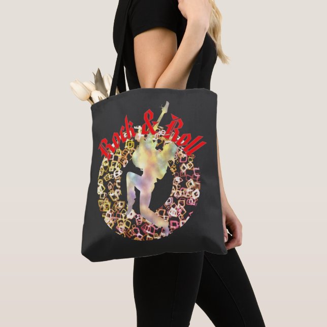 Rockstjärna Tote Bag - Vintage Guitar Silhouette A Tygkasse (Närbild)