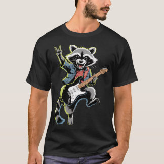 Rockstjärna tvättbjörn med elgitarr vintage fami t shirt