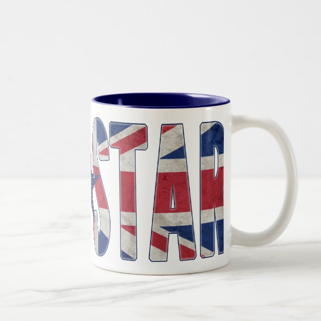 Rockstjärna Union Jack Flagga Två-Tonad Mugg (Höger)