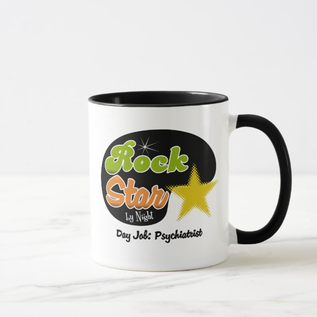 Rockstjärna vid natt - dagjobbpsykiater mugg (Höger)