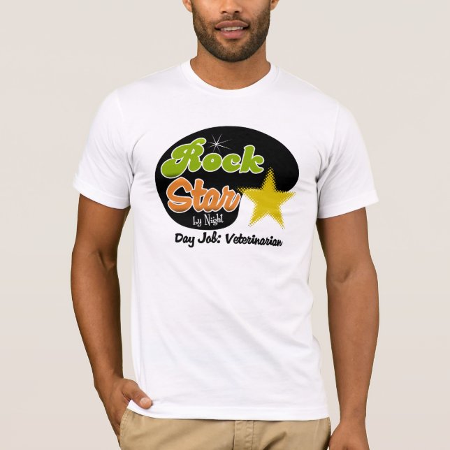 Rockstjärna vid natt - dagjobbveterinär t-shirt (Framsida)