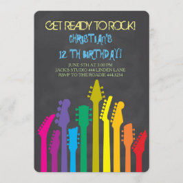 Rockstjärnagitarrfödelsedagsfest inbjudan