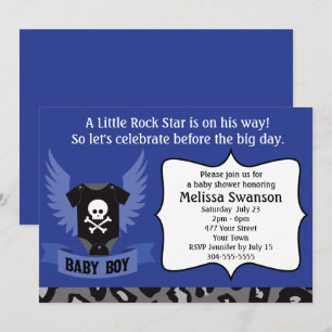 Rockstjärnaskallebaby shower inbjudningar