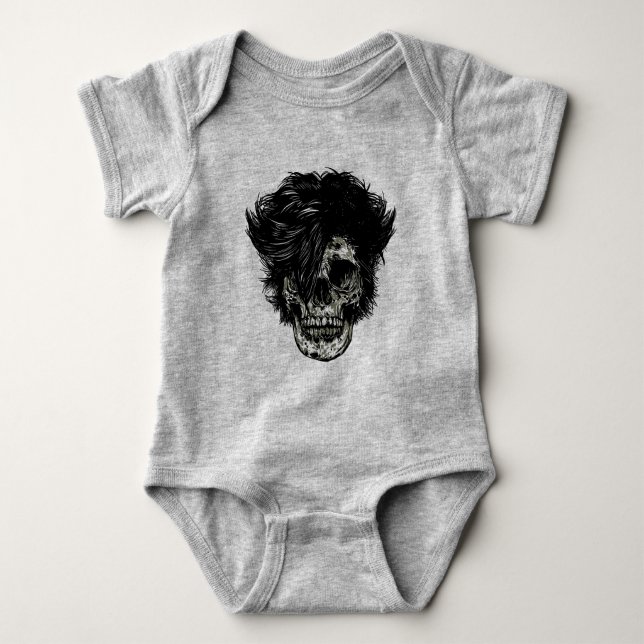 Rockstjärne Döskalle med Vildt Hår T Shirt (Framsida)