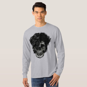 Rockstjärne skalle med vildt hår t shirt
