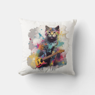rockstjärnig kattälskardesign kudde