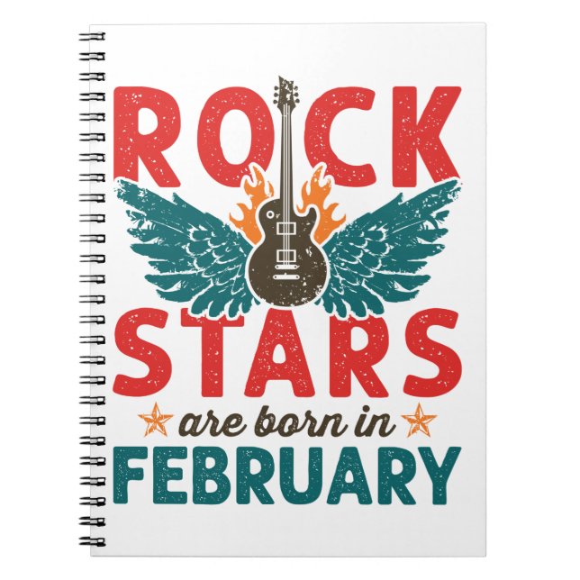 Rockstjärnor föds i februari anteckningsbok (Framsidan)