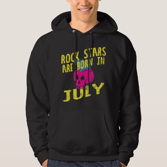 Rockstjärnor föds upp i juli för barn och Vuxnor Hoodie (Framsida)