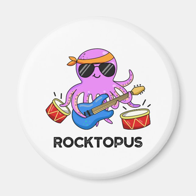 Rocktopus Funny Sten Band Octopus Pun Magnet (Framsidan)