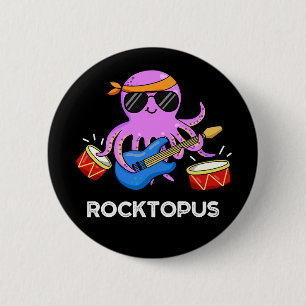 Rocktopus Funny Sten Band Octopus Pun Mörk BG Knapp