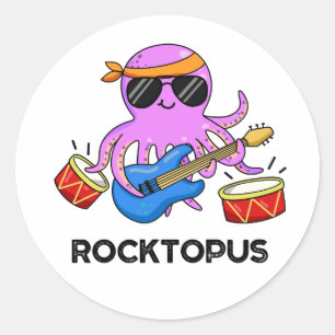 Rocktopus Funny Sten Band Octopus Pun Runt Klistermärke