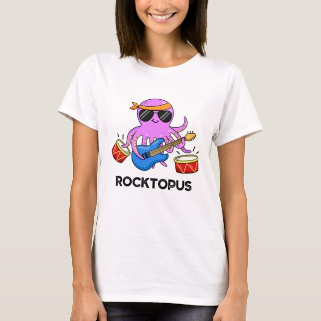 Rocktopus Funny Sten Band Octopus Pun T Shirt (Framsida)