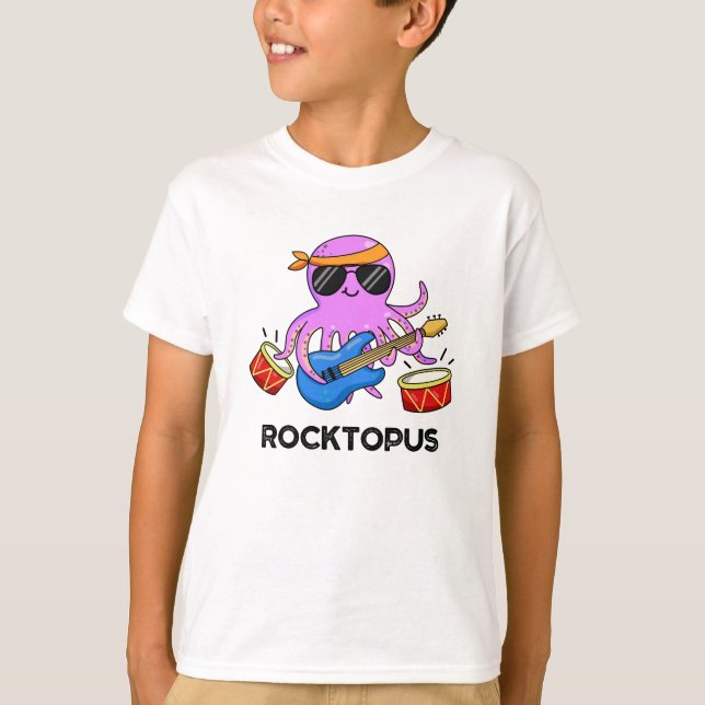 Rocktopus Funny Sten Band Octopus Pun T Shirt (Framsida)