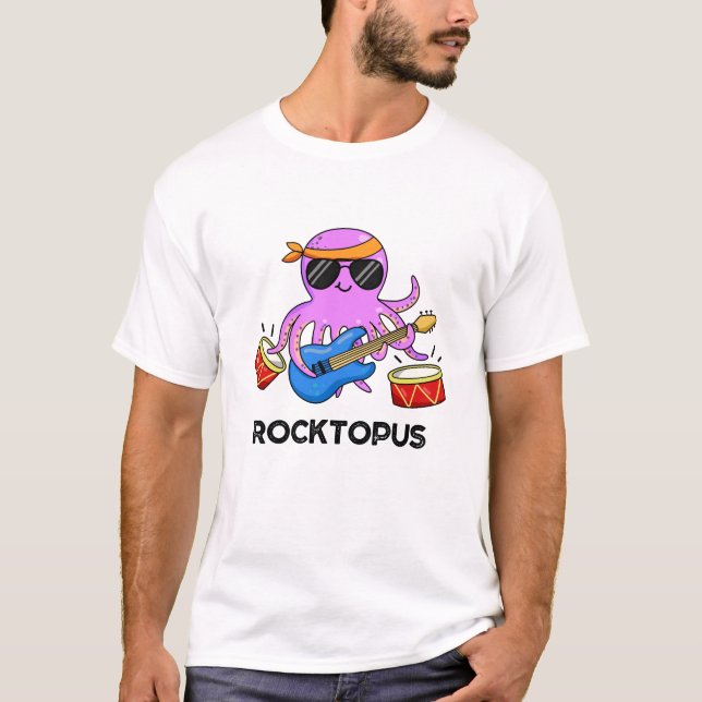 Rocktopus Funny Sten Band Octopus Pun T Shirt (Framsida)