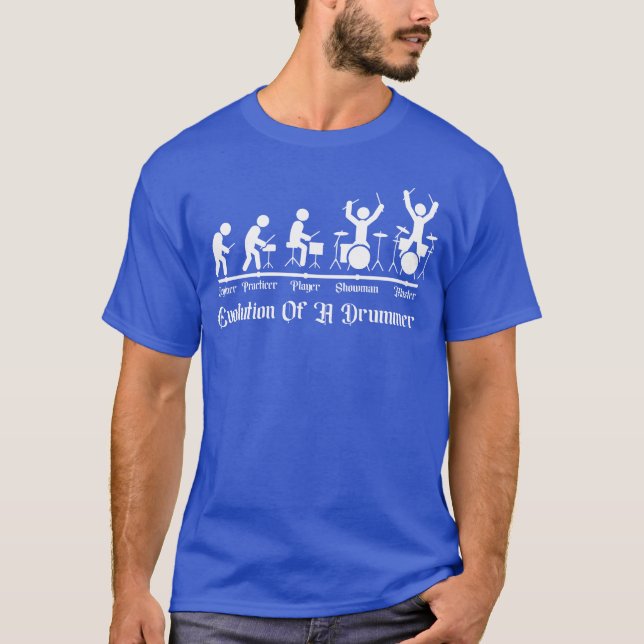 Rocktrumma Evolution Rollig Stick Figure för fan T Shirt (Framsida)