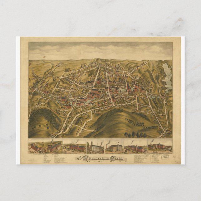 Rockville Connecticut 1877 Vykort (Framsida)