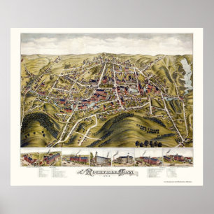 Rockville panorama- karta för CT - 1877 Poster