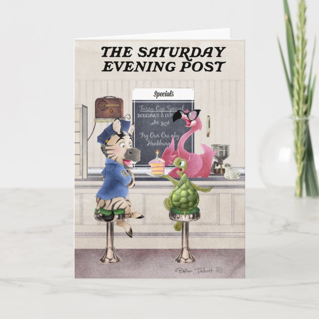 Rockwell-inspikat gratulationskort kort (Framsida)