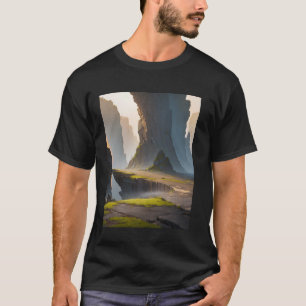 Rocky Area Cliff Moss Mist Shadow Valley T Shirt