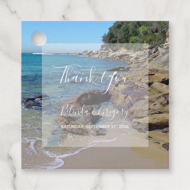 Rocky Beach Wedding Gift Gåvor Etiketter (Framsida)
