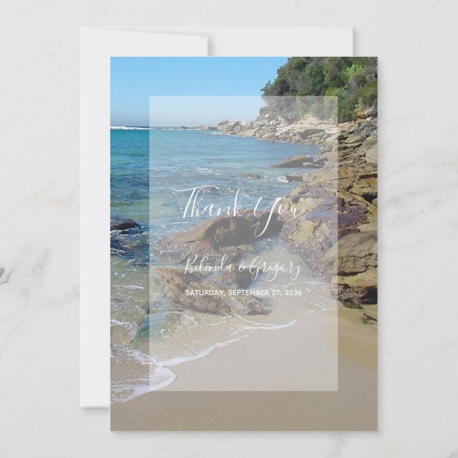 Rocky Beach Wedding Tack Kort (Baksida)