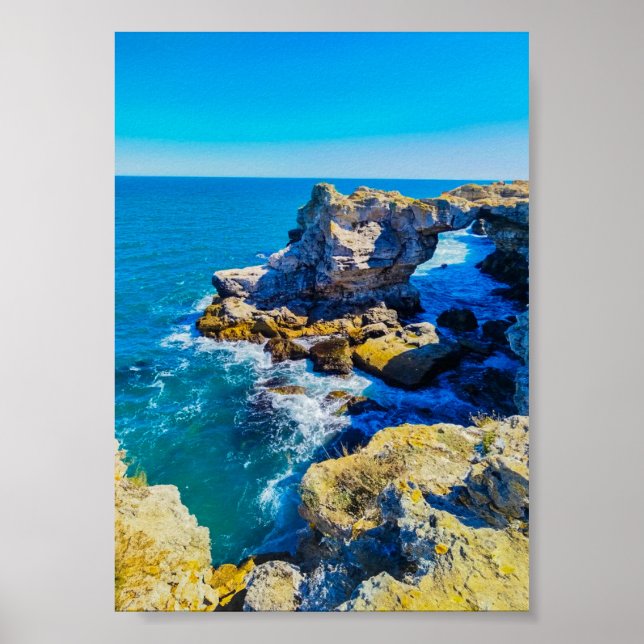 Rocky Coastline with Turquoise Sea – Mediterranean Poster (Framsidan)