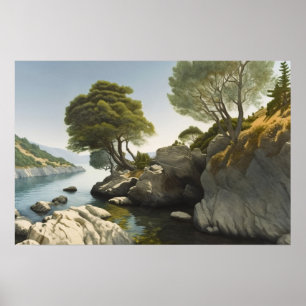 Rocky cove i sjö i backe poster