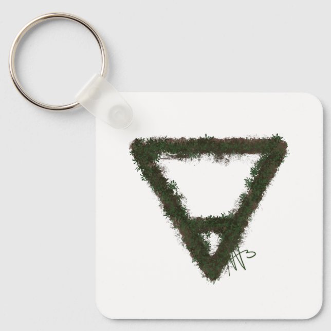 Rocky Earth Inslag Alchemy Symbol Metall Nyckelring (Framsida)