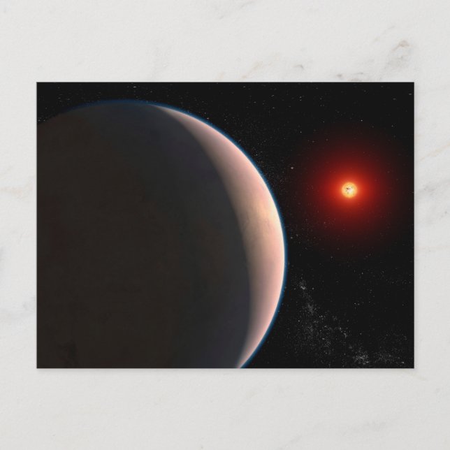 Rocky Exoplanet Gj 486 B Orbitande en röd dvärgstj Vykort (Framsida)