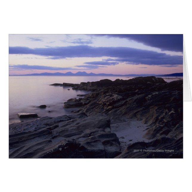 Rocky Kusten vid Sunset in Kintyre, Argyll, Skottl Hälsningskort (Framsidan Horizontal)