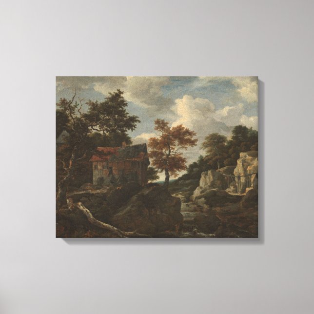 Rocky Landcape, Jacob Isaacksz. van Ruisdael Canvastryck (Framsida)