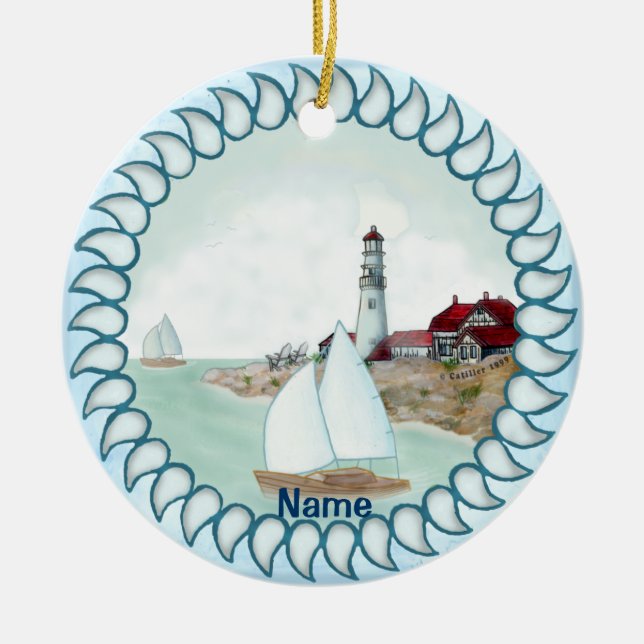 Rocky Lighthouse-ornament Julgransprydnad Keramik (Framsidan)