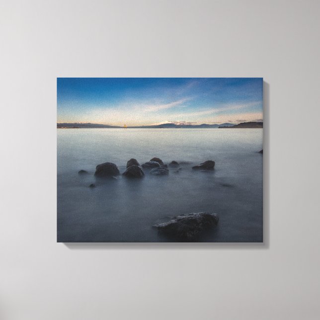 Rocky Morgon Långvarig exponering vid Sjö Taupo Canvastryck (Framsida)