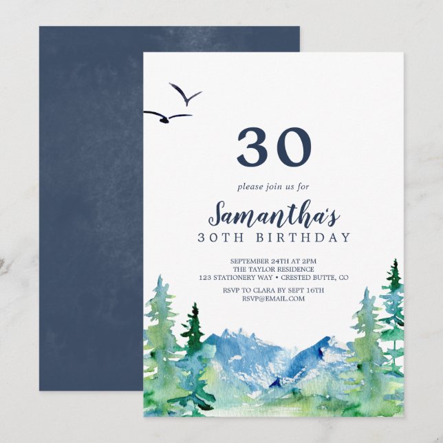 Rocky Mountain 30års födelsedag Inbjudningar (Fram/baksida)