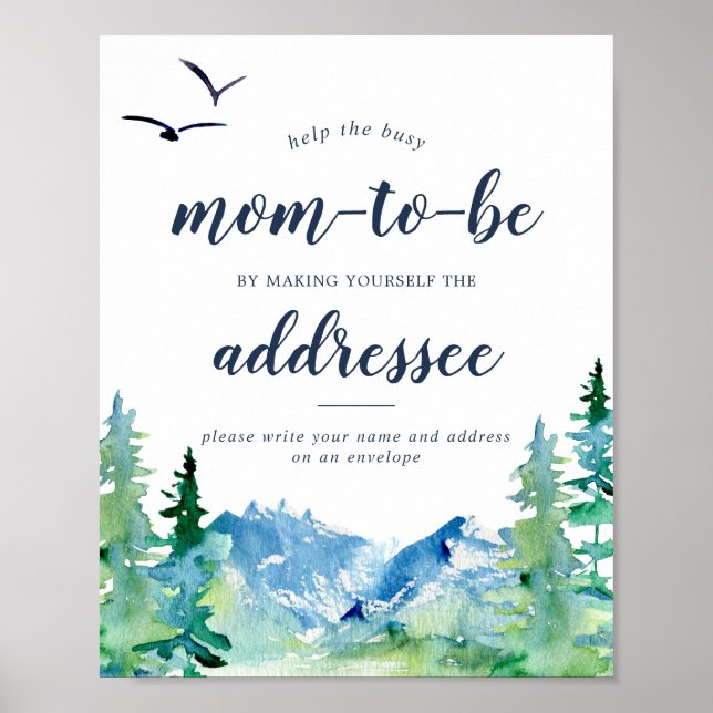 Rocky Mountain Baby Shower Adress kuvert - tecken Poster (Framsidan)