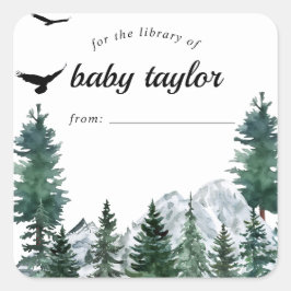 Rocky Mountain Baby Shower Bokmärke Fyrkantigt Klistermärke
