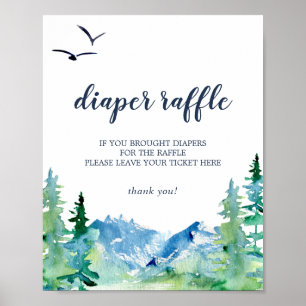 Rocky Mountain Baby Shower Diaper Raffle Sign Poster