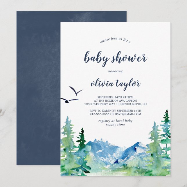 Rocky Mountain Baby Shower Inbjudningar (Fram/baksida)