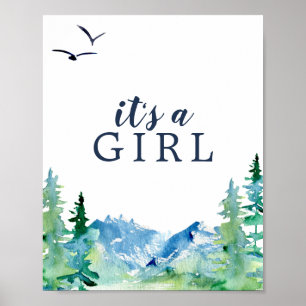 Rocky Mountain Baby Shower It's a Girl Sign Poster