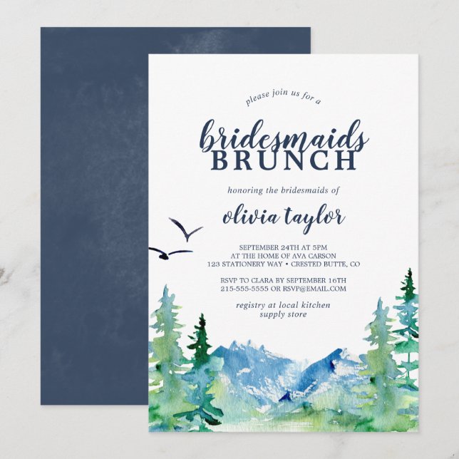 Rocky Mountain Bridesmaids Brunch Inbjudningar (Fram/baksida)