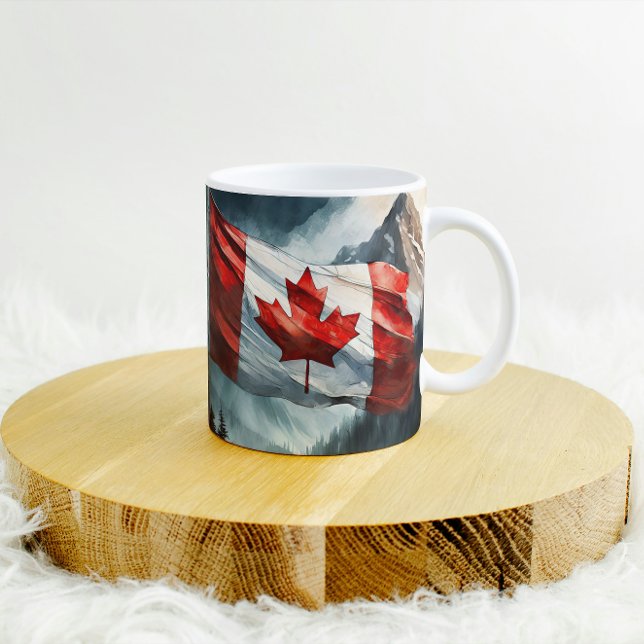 Rocky Mountain Canadian Flagga in Watercolor Kaffemugg (Skapare uppladdad)