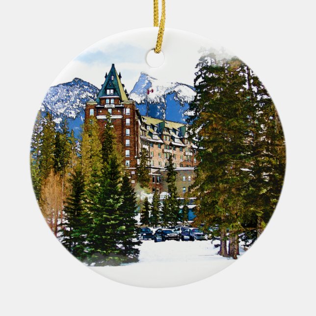 Rocky Mountain Castle - Banff Canada Julgransprydnad Keramik (Framsidan)