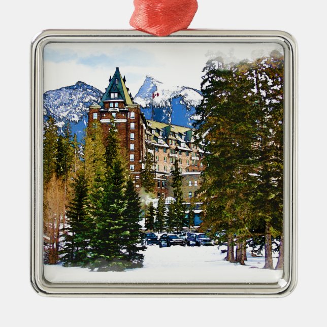 Rocky Mountain Castle - Banff Canada Julgransprydnad Metall (Framsidan)